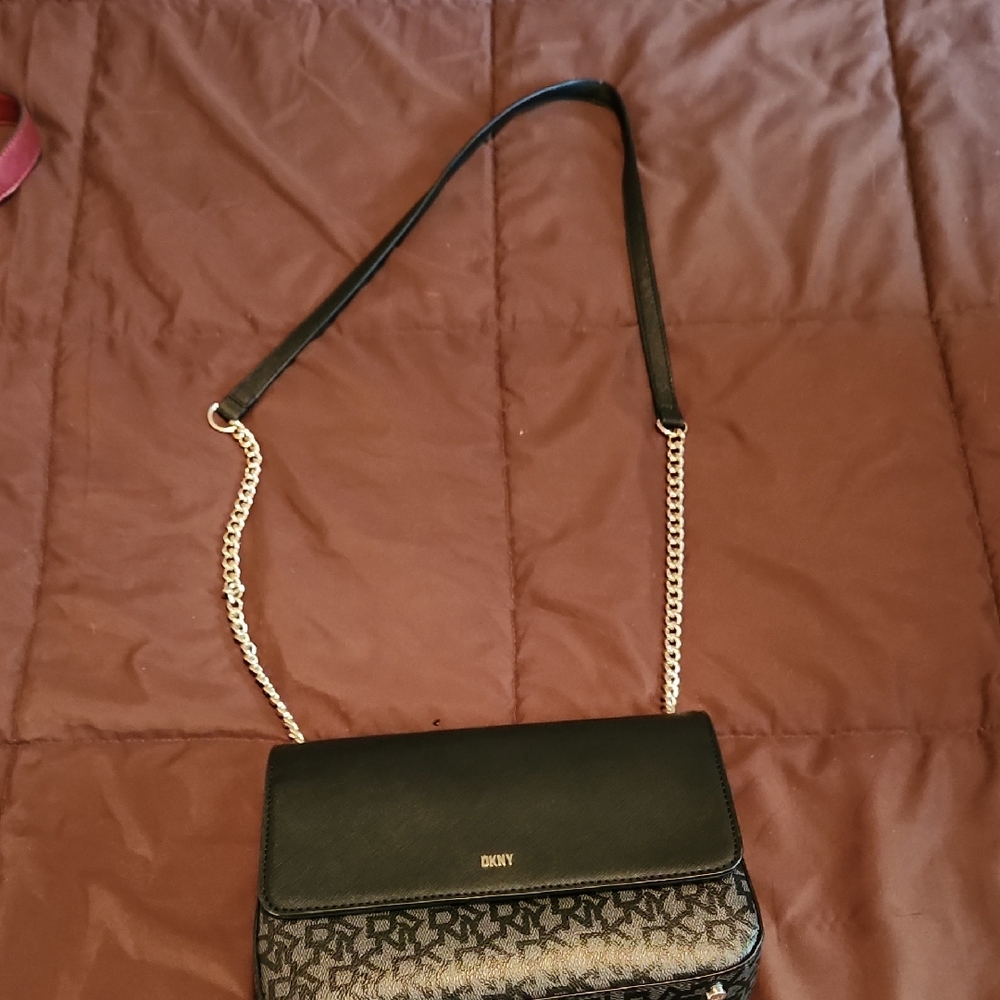 DKNY Black and Silver Crossbody Bag